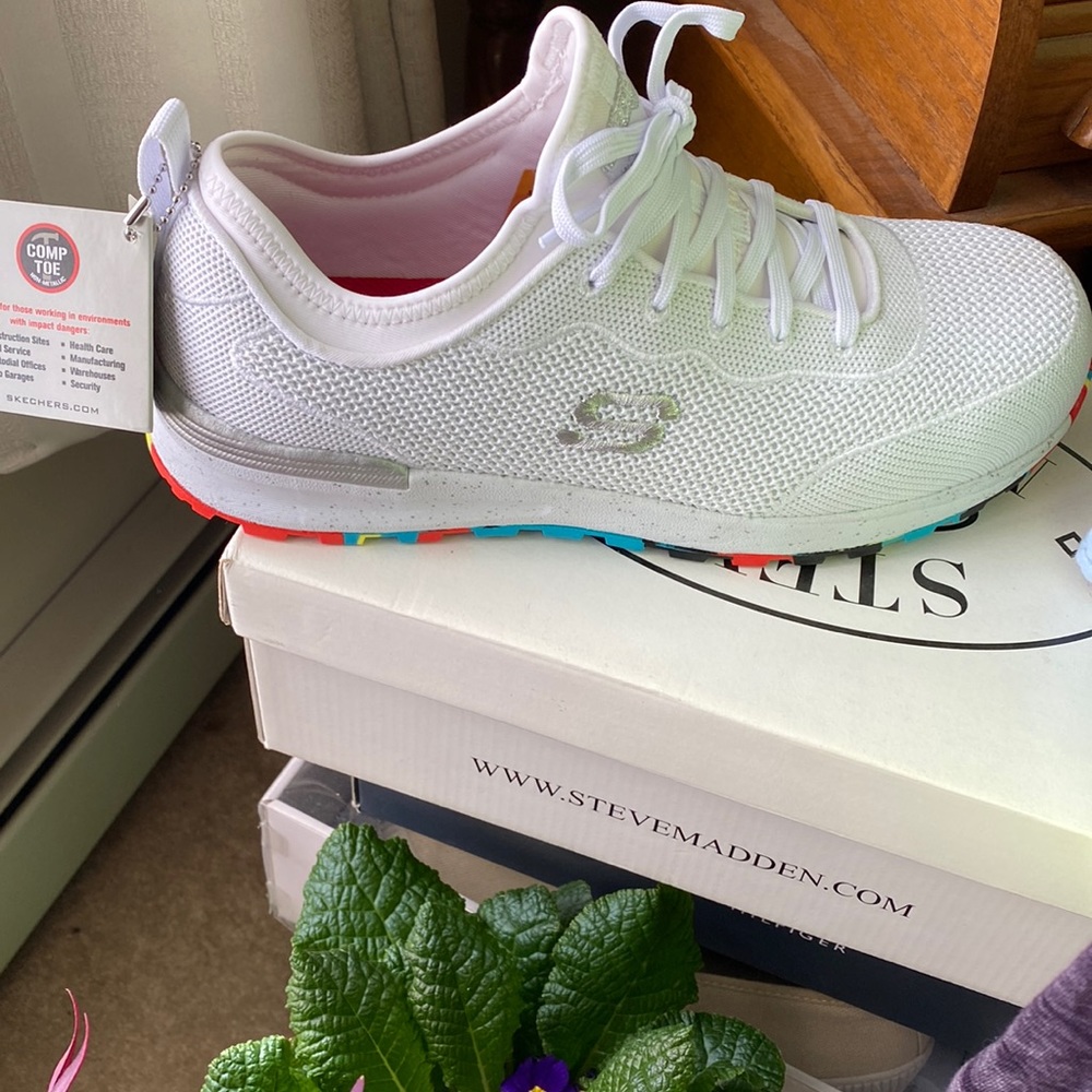 Skechers work sneakers.